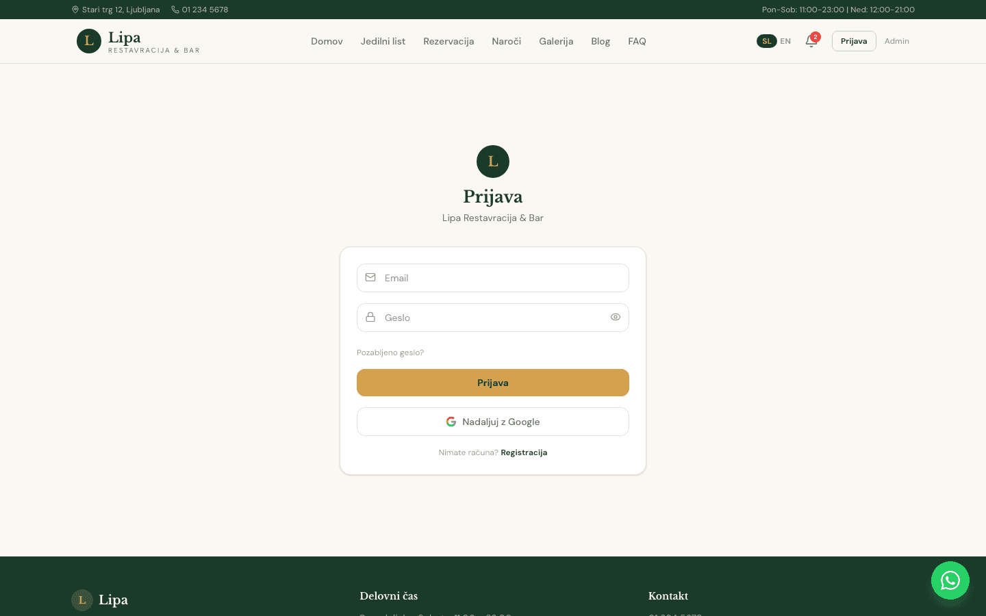Registracija & prijava