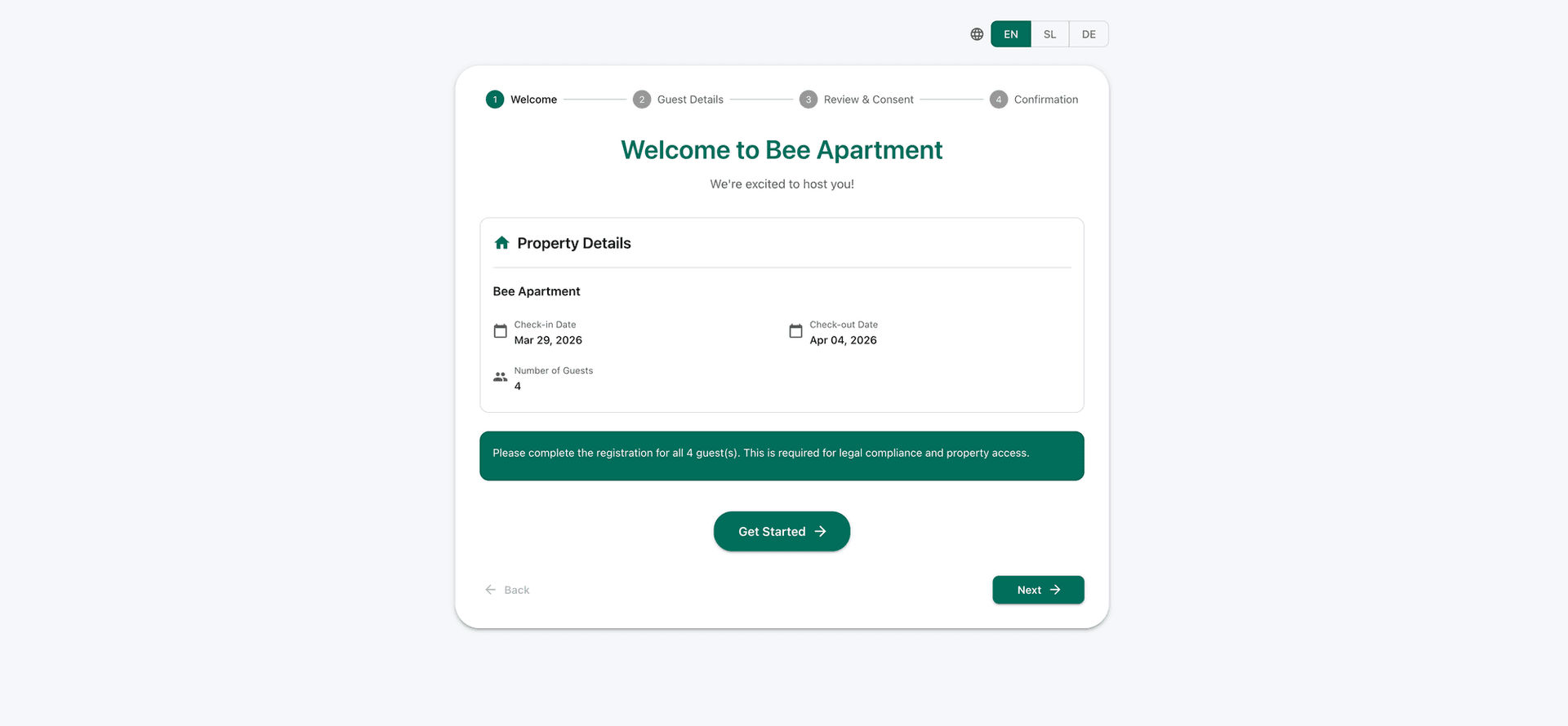 Registracija gostov — podatki